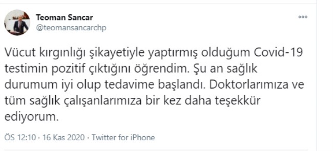  DENİZLİ MİLLETVEKİLİ DE COVİD-19’A YAKALANDI