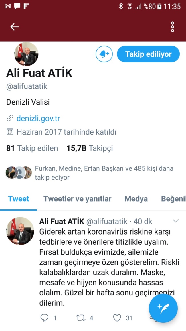 DENİZLİ VALİSİ ATİK’TEN ÇOK ÖNEMLİ UYARI