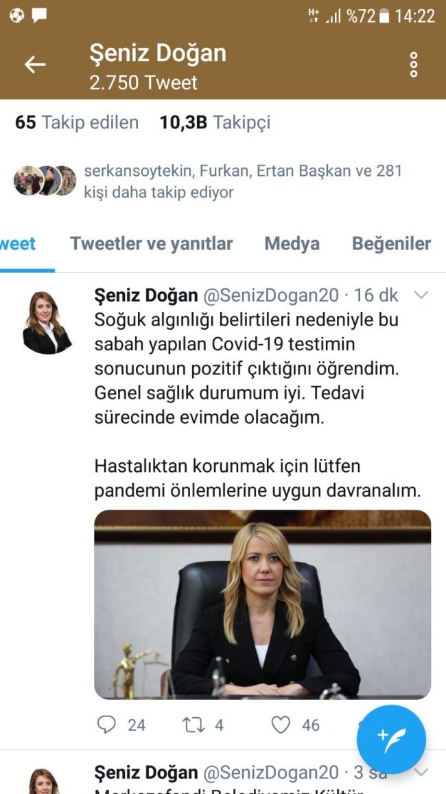 ŞENİZ DOĞAN CORONAYA YAKALANDI