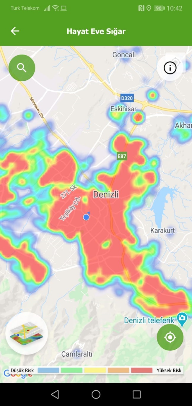 DENİZLİ’NİN  YENİ COVİD-19 HARİTASI