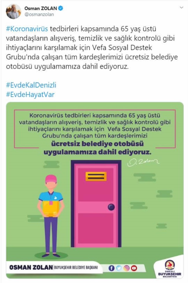  VEFA SOSYAL DESTEK GRUBU BELEDİYE OTOBÜSLERİNDEN ÜCRETSİZ YARARLANACAK
