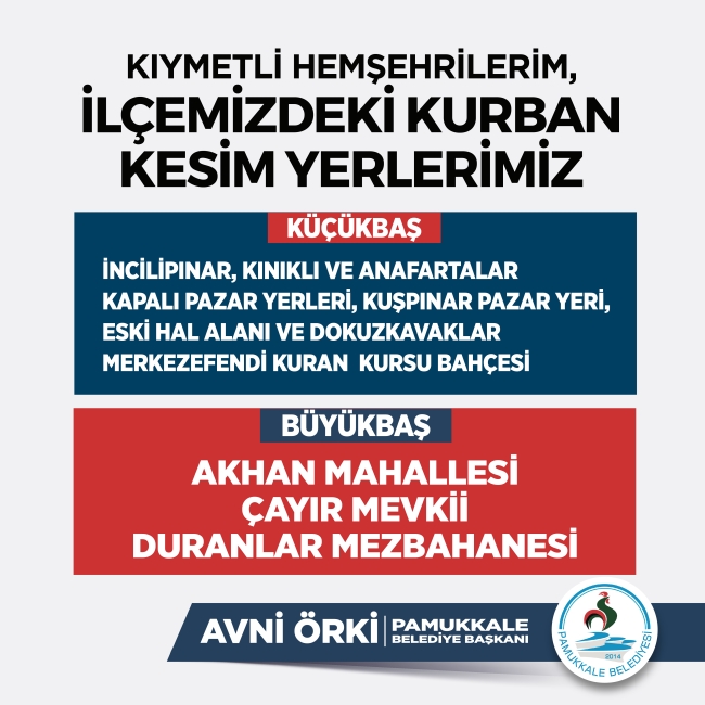 BAŞKAN ÖRKİ’DEN KURBAN BAYRAMI MESAJI