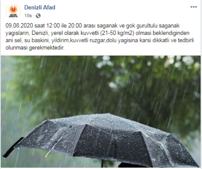 AFAD'DAN DENİZLİ'YE ÖNEMLİ UYARI