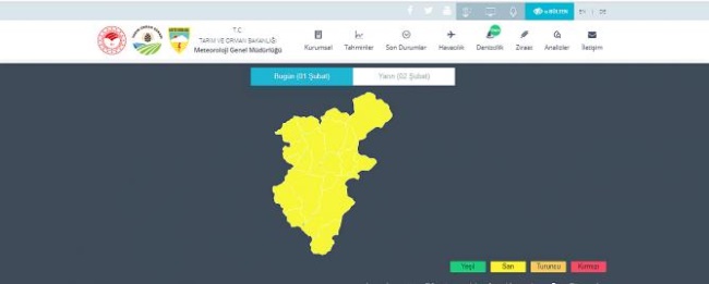 DENİZLİ İÇİN SARI ALARM