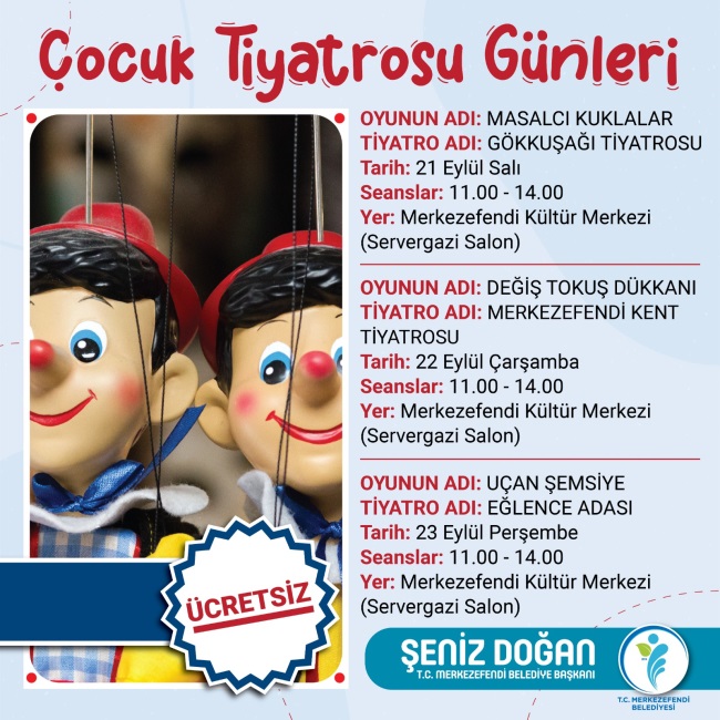 MERKEZEFENDİ BELEDİYESİ’NDEN ÇOCUK TİYATROSU GÜNLERİ 