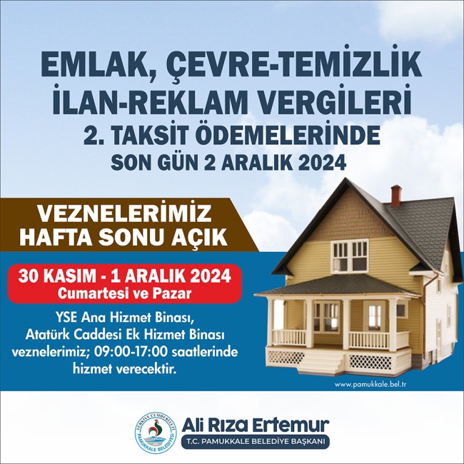 PAMUKKALE’DE  VEZNELER CUMARTESİ-PAZAR AÇIK  OLACAK