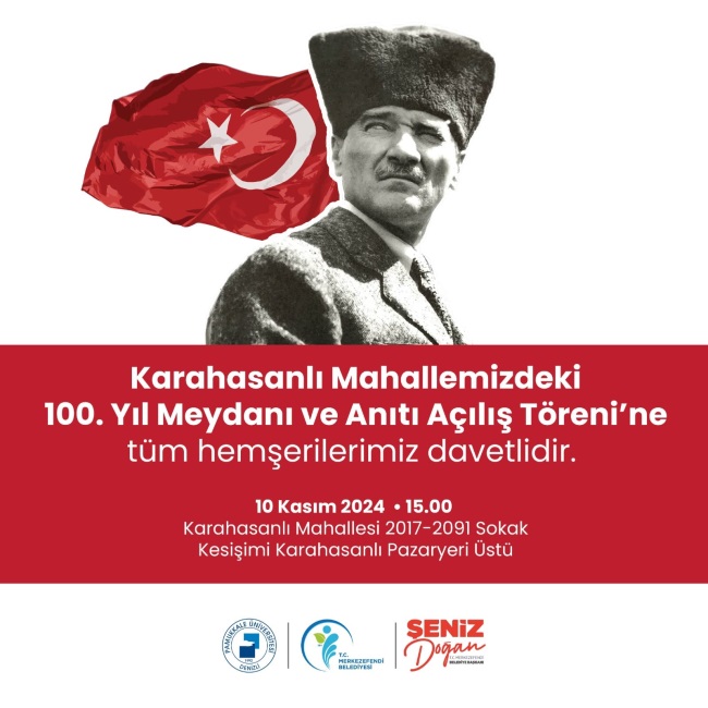 MERKEZEFENDİ’DE 100. YIL MEYDANI VE ANITI AÇILIYOR