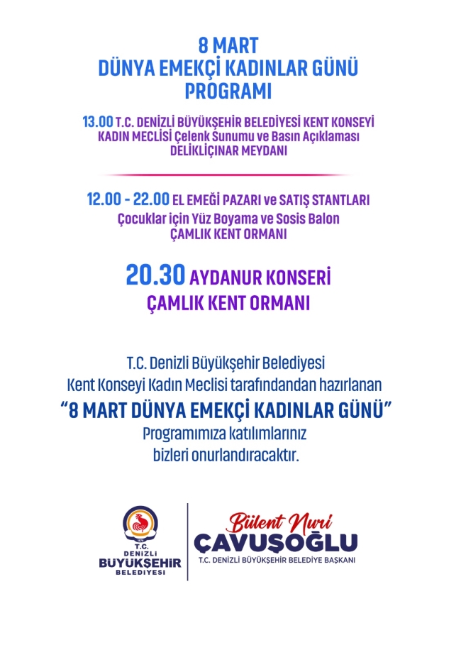 DENİZLİ BÜYÜKŞEHİR’DEN 8 MART’A ÖZEL ANLAMLI PROGRAMLAR