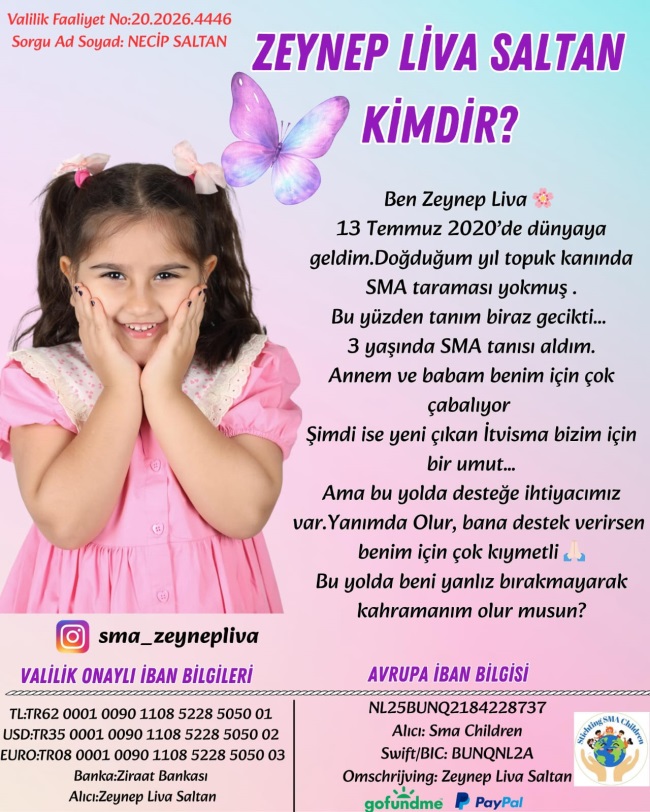 SMA HASTASI ZEYNEP LİVA İÇİN UMUT KAMPANYASI BAŞLADI