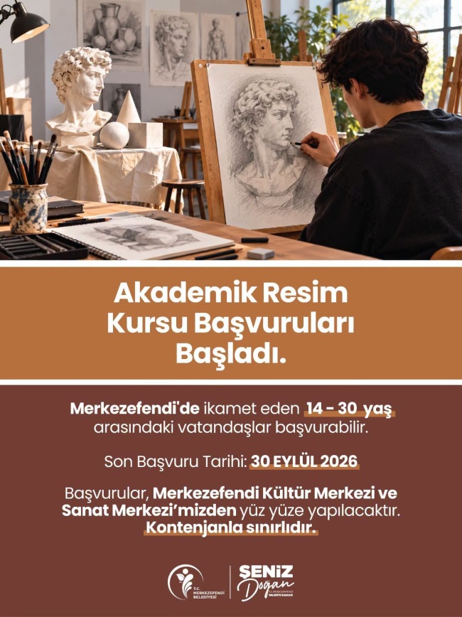 MERKEZEFENDİ BELEDİYESİ’NDE AKADEMİK RESİM KURSU BAŞVURULARI BAŞLADI